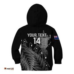 Custom New Zealand Silver Fern Rugby Kid Hoodie All Black Go Champions With Trophy Proud
