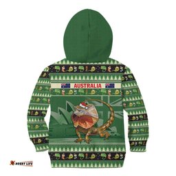Aussie Frilled Lizard Kid Hoodie Merry Christmas