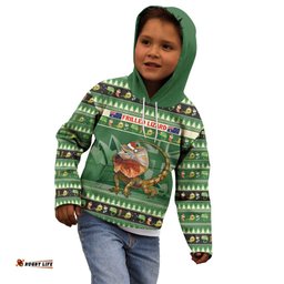 Aussie Frilled Lizard Kid Hoodie Merry Christmas