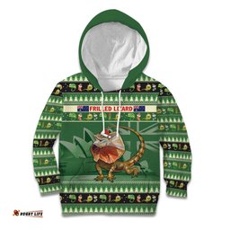 Aussie Frilled Lizard Kid Hoodie Merry Christmas