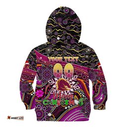 Merry Christmas Broncos Kid Hoodie Aboriginal Santa Rugby Mascot Brisbane