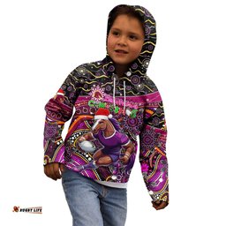 Merry Christmas Broncos Kid Hoodie Aboriginal Santa Rugby Mascot Brisbane