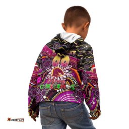 Merry Christmas Broncos Kid Hoodie Aboriginal Santa Rugby Mascot Brisbane