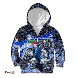 Merry Christmas AFL Kangaroos Kid Hoodie Aboriginal Santa Football Mascot