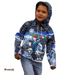 Merry Christmas AFL Kangaroos Kid Hoodie Aboriginal Santa Football Mascot