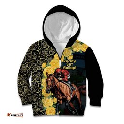 Melbourne Horse Racing Kid Hoodie Yellow Roses Ready Set Gallop!