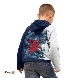 Kid Scotland Celtic Zip Up Hoodie Lion Rampant With Celtic Cross