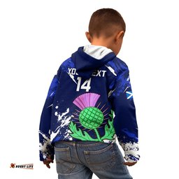 Custom Scotland Rugby Kid Hoodie World Cup Go Scottish Thistle Grunge Style
