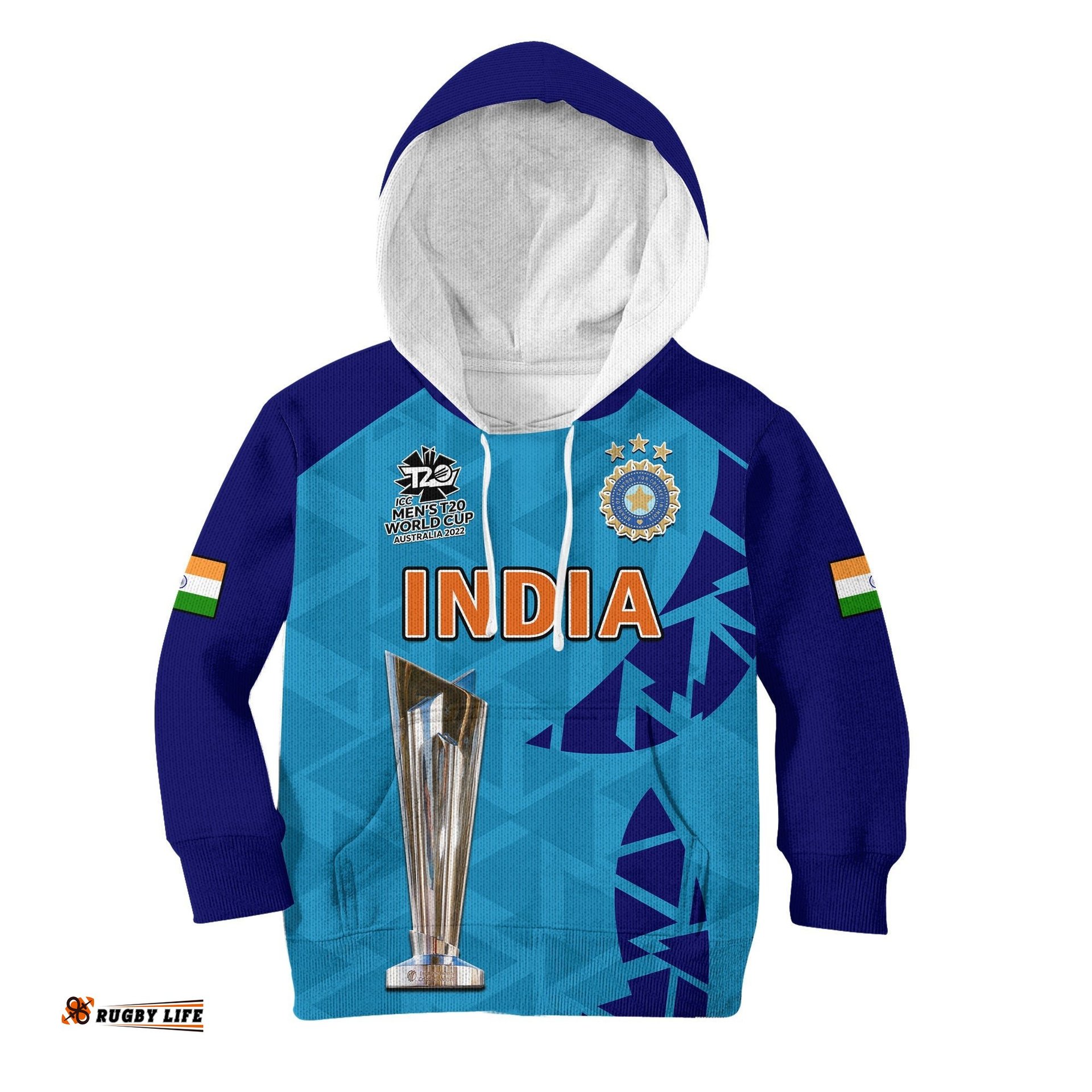 India Cricket Hoodie KID Men In Blue Champions Mens WC