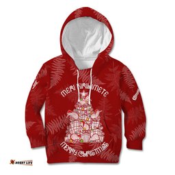 New Zealand Christmas Kid Hoodie Silver Fern Mix Kiwi Bird Ver02