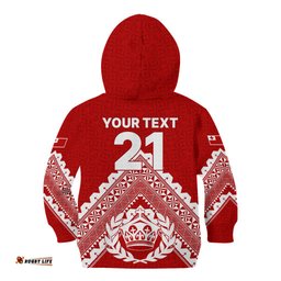 Custom Tonga Rugby Kid Hoodie Proud Tongan Ngatu Kupesi World Cup No1