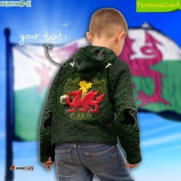 KID Customized Welsh Dragon with Celtic Cross and Daffodils Hoodie The Symbols of Wales