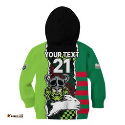 Custom Text And Number NRL Combine Rabbitohs and Raiders Kid Hoodie Sporty Style