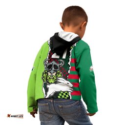 Custom Text And Number NRL Combine Rabbitohs and Raiders Kid Hoodie Sporty Style