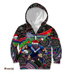 Merry Christmas New Zealand Warriors Kid Hoodie Aboriginal Santa Rugby Mascot