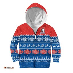 Custom Personalised Knights Rugby Hoodie KID Indigenous Newcastle Merry Christmas