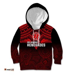 Custom Melbourne Renegades Cricket Kid Hoodie Unique Indigenous Art Mix Polynesian Pattern