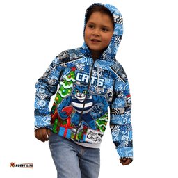 Custom Cats Football Merry Christmas Kid Hoodie Indigenous Australian Art