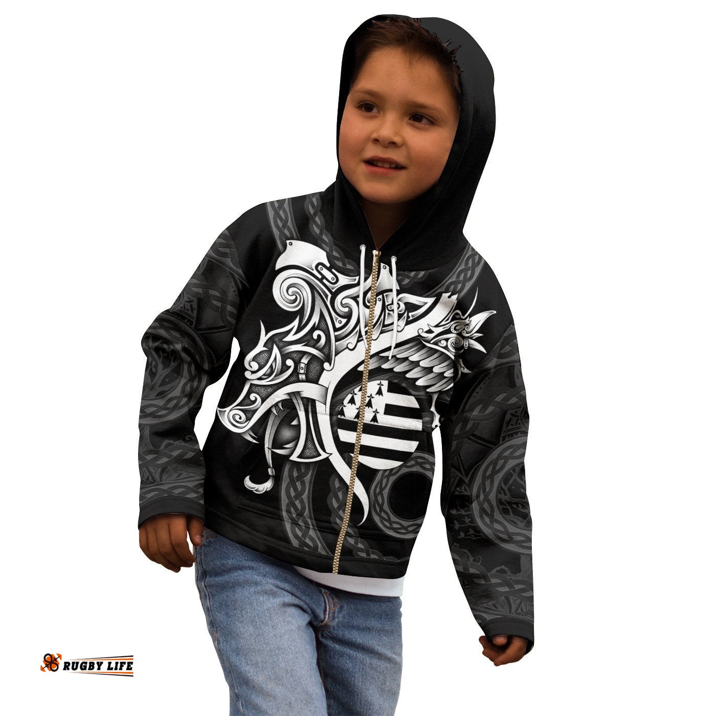 Kid Brittany Celtic Zip Up Hoodie Fury Dragon Celt