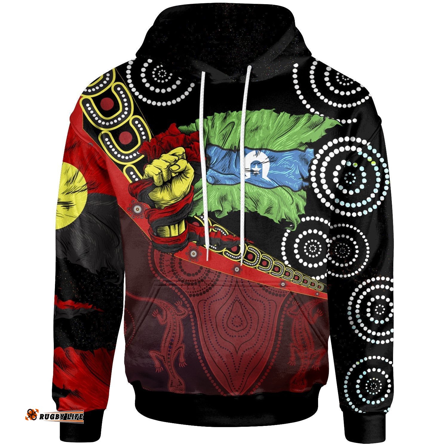 Kid Hoodie Aboriginal Flags and Dot Acrylic Paint Style NAIDOC Kids