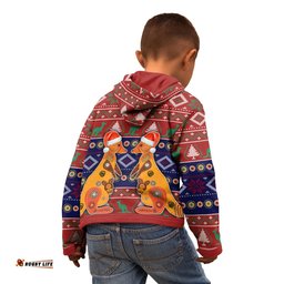 Kid Australia Christmas Zip Up Hoodie Mother Kangaroo In Christmas