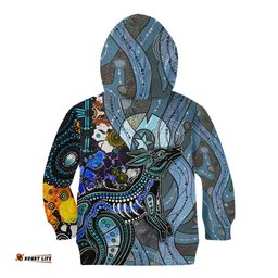 Kangaroo Aboriginal Pattern Dot Art Kid Hoodie
