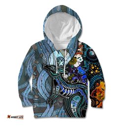 Kangaroo Aboriginal Pattern Dot Art Kid Hoodie