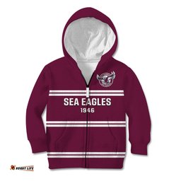 Sea Eagles Rugby Kid Hoodie Manly Warringah Maroon Sporty Style