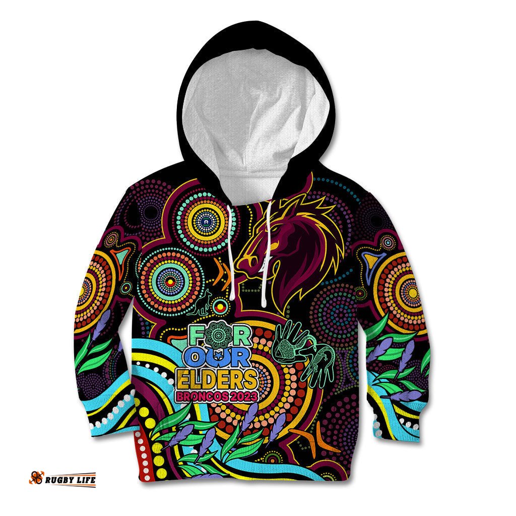 NAIDOC Broncos Rugby Kid Hoodie Brisbane Indigenous Tribal