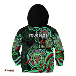 Custom NAIDOC Week Kid Hoodie Indigenous Tribal Ver.02 Green