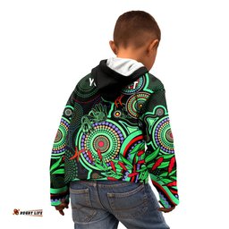 Custom NAIDOC Week Kid Hoodie Indigenous Tribal Ver.02 Green