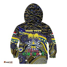 Merry Christmas Cowboys Kid Hoodie Aboriginal Santa Rugby Mascot North Queensland