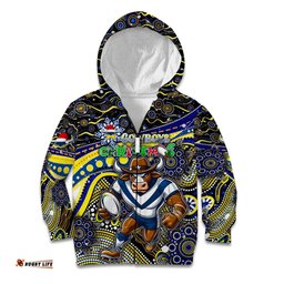 Merry Christmas Cowboys Kid Hoodie Aboriginal Santa Rugby Mascot North Queensland