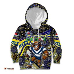 Merry Christmas Cowboys Kid Hoodie Aboriginal Santa Rugby Mascot North Queensland