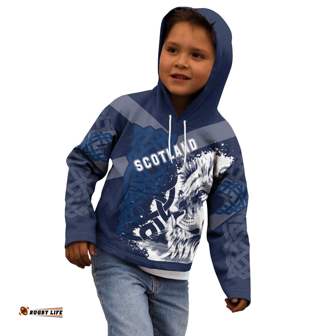 Kid Scotland Celtic Hoodie Cross Celt Lion