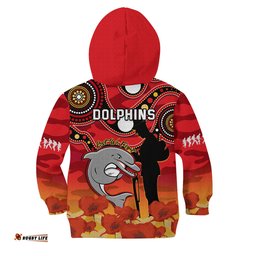 Dolphins Rugby ANZAC Hoodie KID Lest We Forget