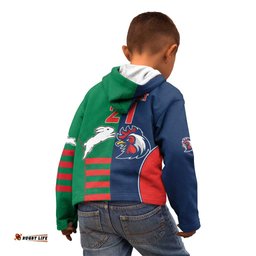 Custom Roosters Rabbitohs Kid Hoodie NRL Tribal Half Style