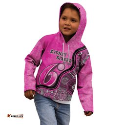 Custom Sydney Sixers Kid Hoodie Indigenous Art Grunge Style
