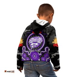 Hobart Hurricanes ANZAC 2024 Kid Hoodie Lest We Forget Poppy Mix Camouflage