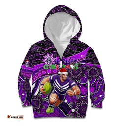 Merry Christmas AFL Fremantle Freo Kid Hoodie Aboriginal Santa Football Mascot