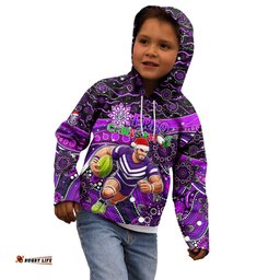 Merry Christmas AFL Fremantle Freo Kid Hoodie Aboriginal Santa Football Mascot