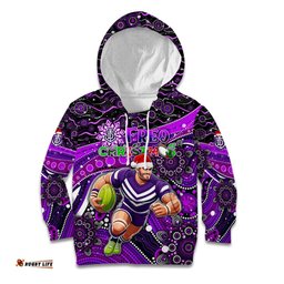 Merry Christmas AFL Fremantle Freo Kid Hoodie Aboriginal Santa Football Mascot