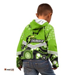 Custom Thunder Cricket Christmas Kid Hoodie Merry Xmas Indigenous Art