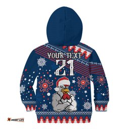 Custom Roosters Rugby Kid Hoodie Chirstmas Vibe