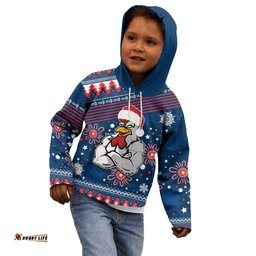 Custom Roosters Rugby Kid Hoodie Chirstmas Vibe