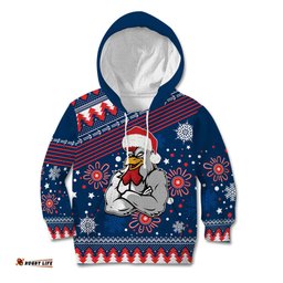 Custom Roosters Rugby Kid Hoodie Chirstmas Vibe