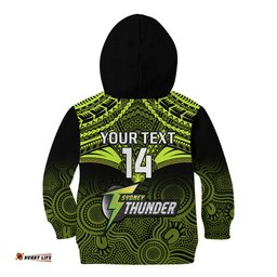 Custom Sydney Thunder Cricket Kid Hoodie Unique Indigenous Art Mix Polynesian Pattern