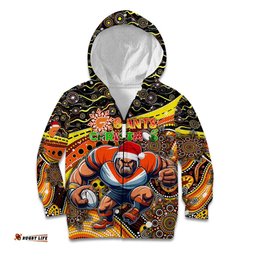 Merry Christmas AFL Giants Kid Hoodie Aboriginal Santa Football Mascot