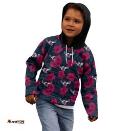 Custom Text And Number Sea Eagles Rugby Kid Hoodie Polynesian Style With Hibiscus