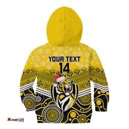 Custom Richmond Football Christmas Kid Hoodie Merry Xmas Mix Aboriginal Art